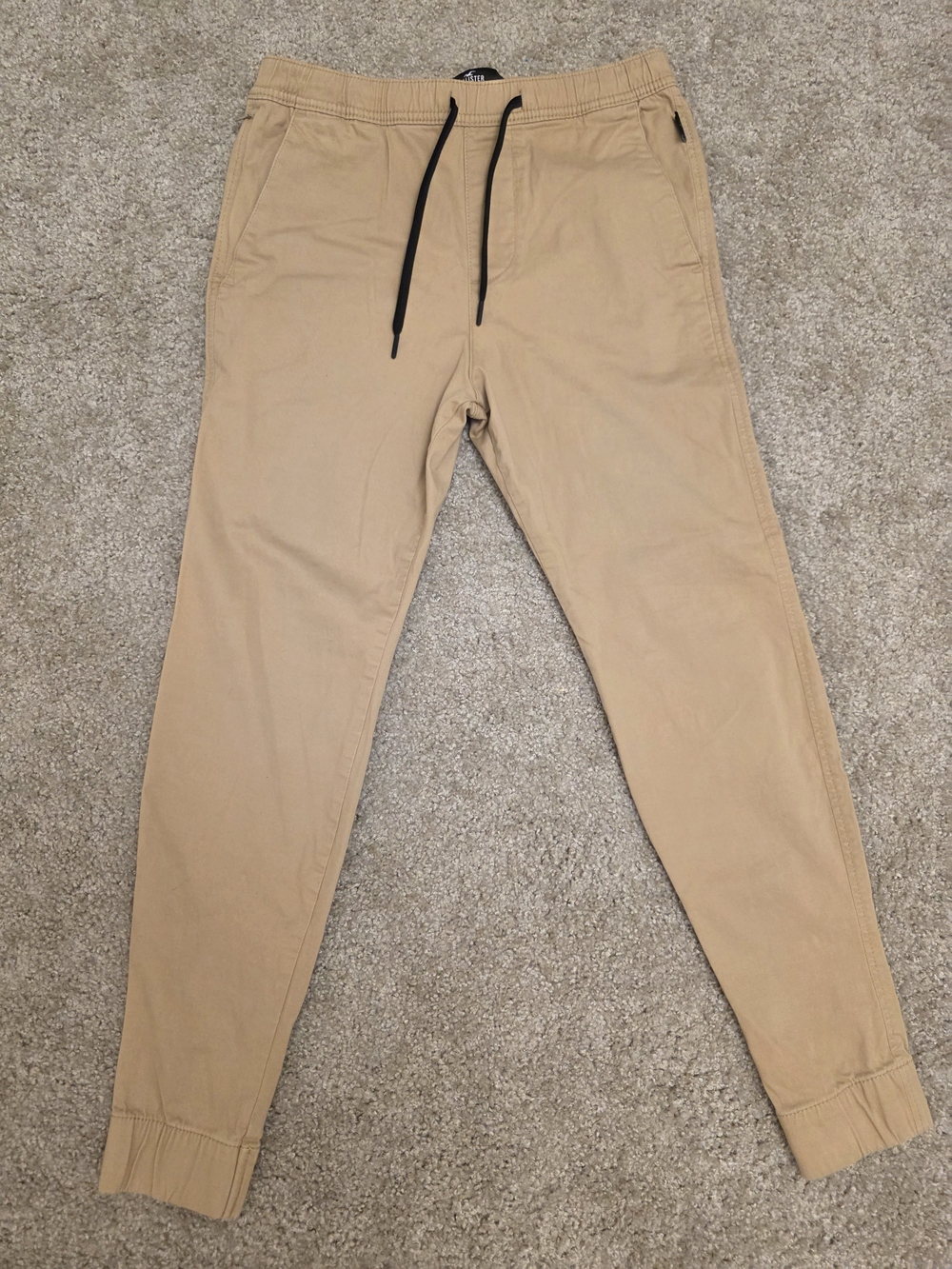 Hollister Khaki Tan Jogger Pants with Black Drawstring